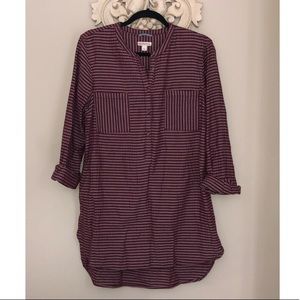 Maroon Striped Long Sleeve Top